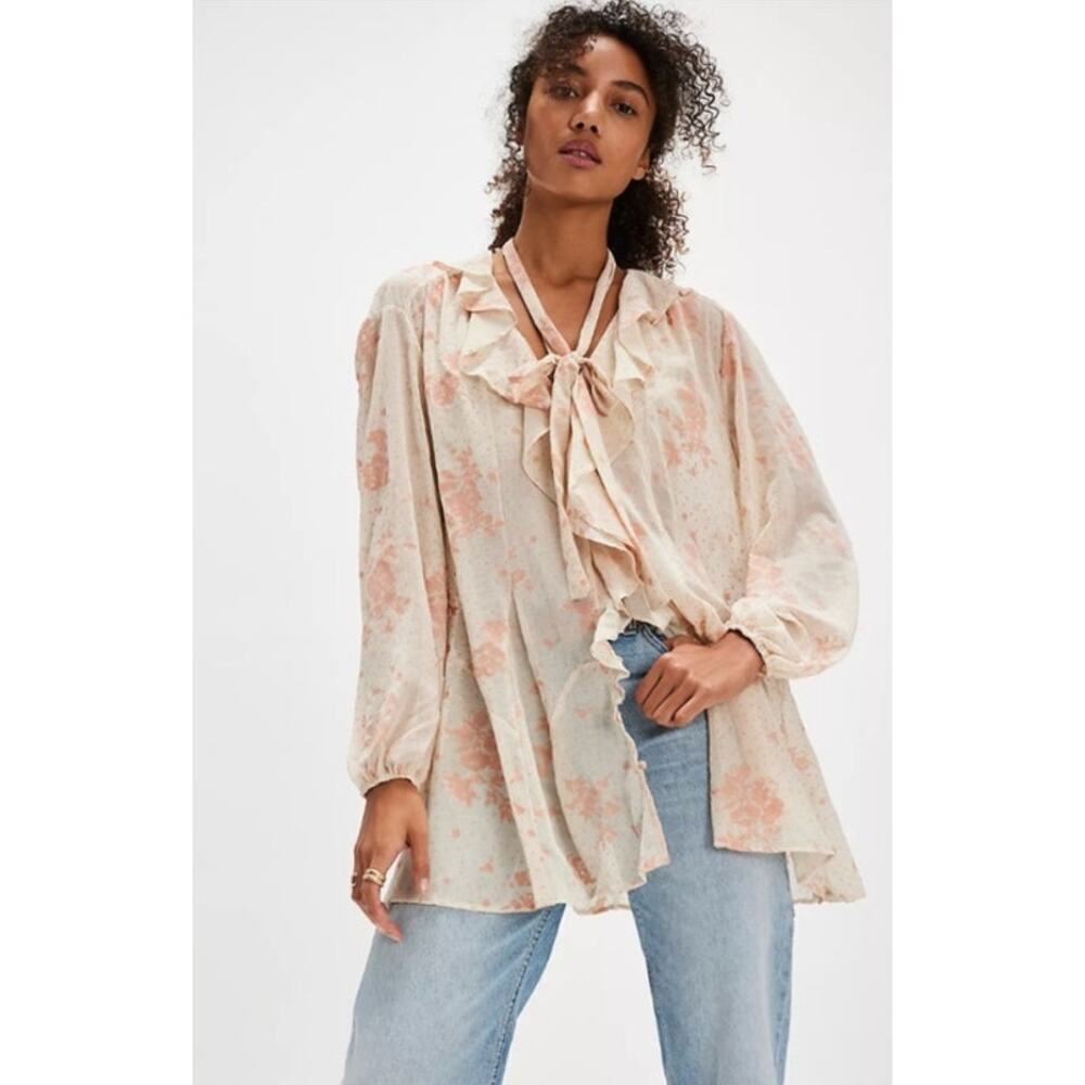 NWOT Free People Pink Dreamland Floral Tunic Blouse